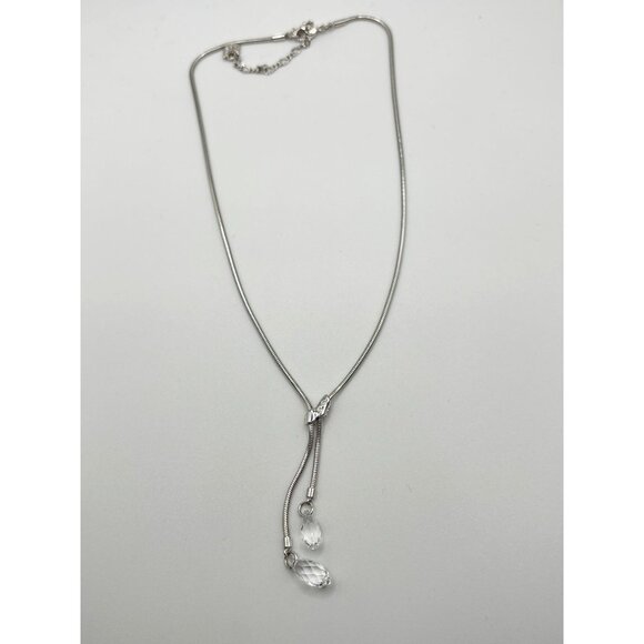Swarovski Silver-Tone Adjustable Necklace With Crystal Drop Pendants - Picture 2 of 8